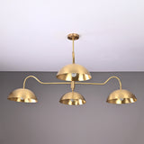 Siena Curved Arm chandelier featuring three dome shades, sculptural curved arms, and refined Mid-Century Modern styling.