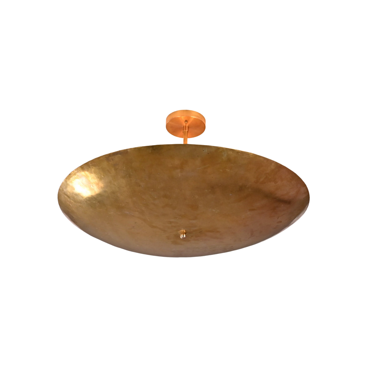 Siena Single Disc Chandelier shown on white background with broad curved disc profile and simple stem.