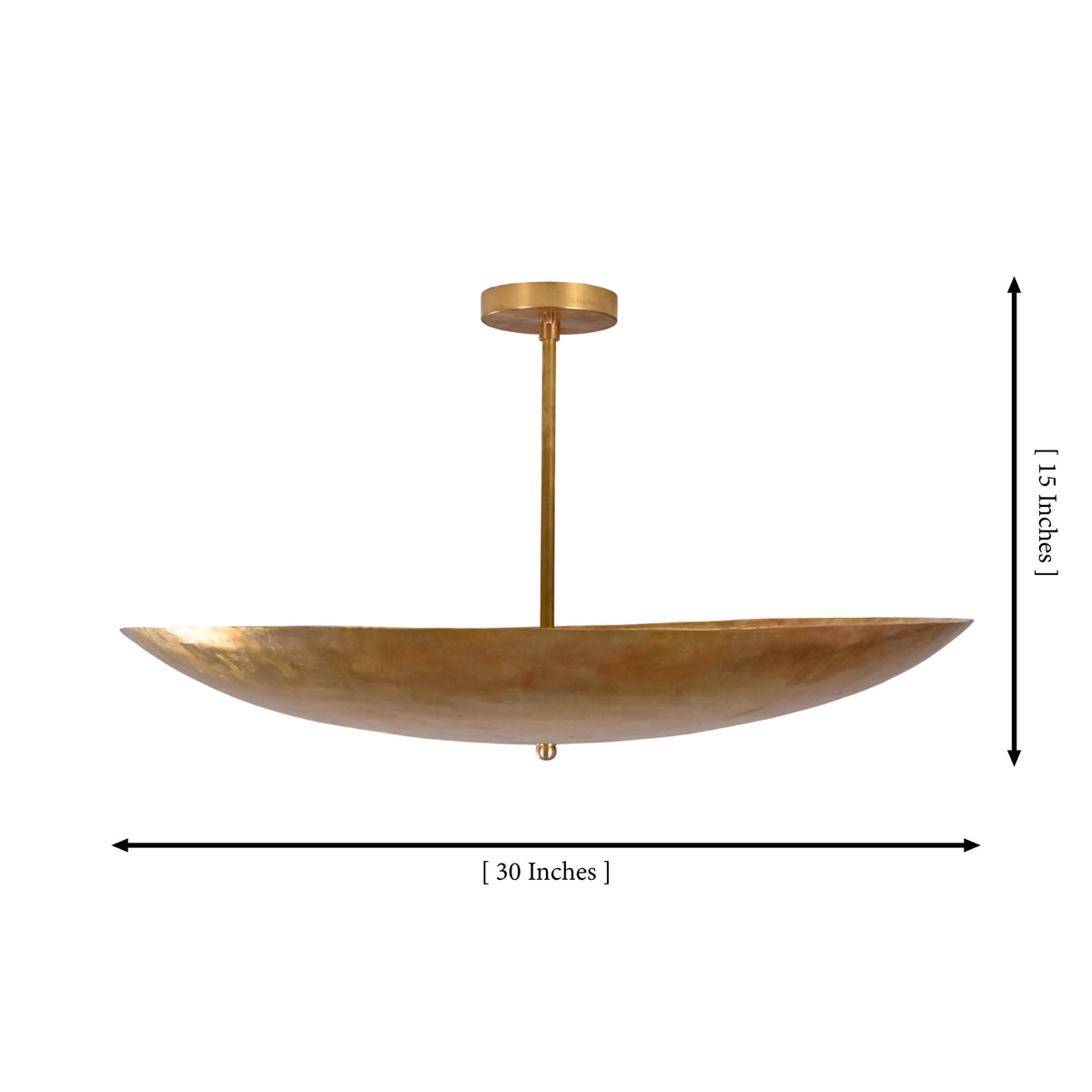 Siena Single Disc Chandelier dimension image showing 30 inch width and 15 inch overall height.