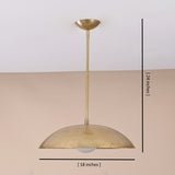Handcrafted brass dome pendant light showing 18-inch width and 24-inch height, modern ceiling lamp by Brass Leaf Studio