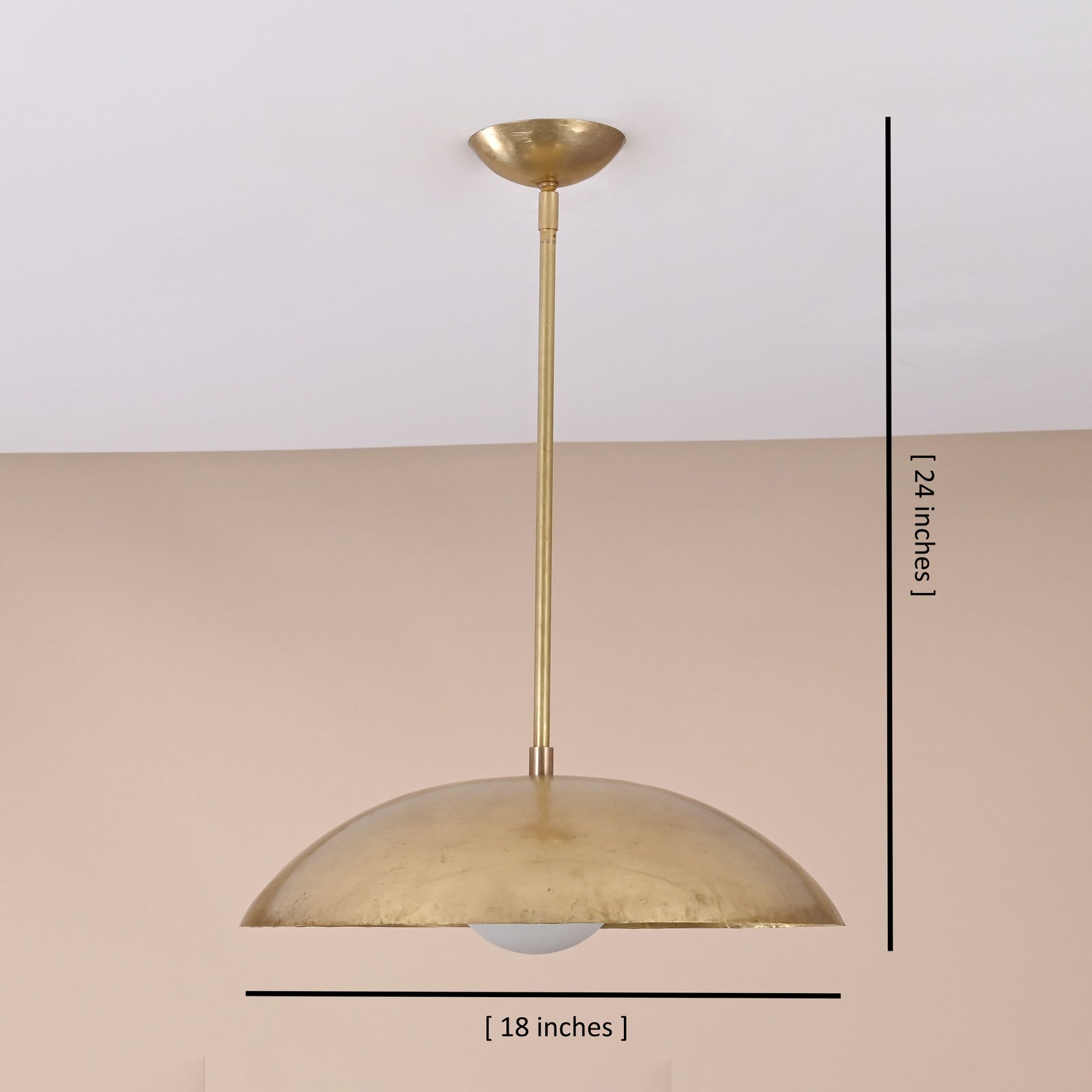 Size guide for Single Dome Brass Pendant Light – Handmade Modern Ceiling Lamp by Brass Leaf Studio 32424
