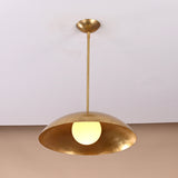 Elegant single dome brass pendant light with brushed finish, minimalist handmade ceiling fixture