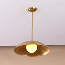 Elegant single dome brass pendant light with brushed finish, minimalist handmade ceiling fixture