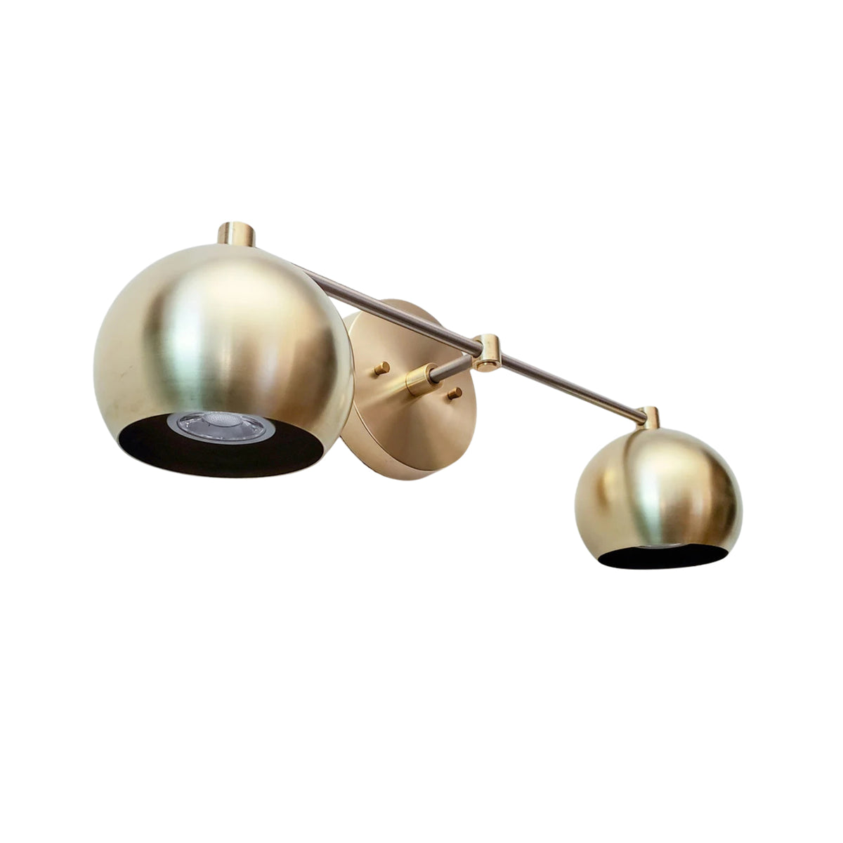 Sloane 2 light brass wall sconce showing dome shade and downward-facing bulb detail – Model 32811