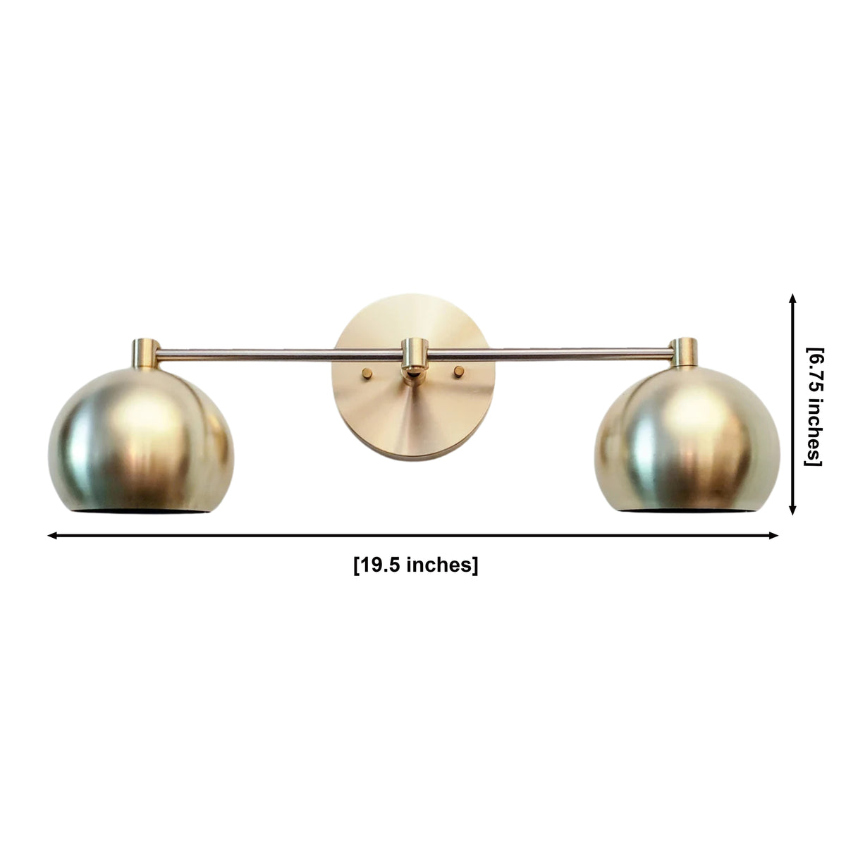 Sloane double dome wall sconce dimensions showing 19.5 inch width and 6.75 inch height – Model 32811