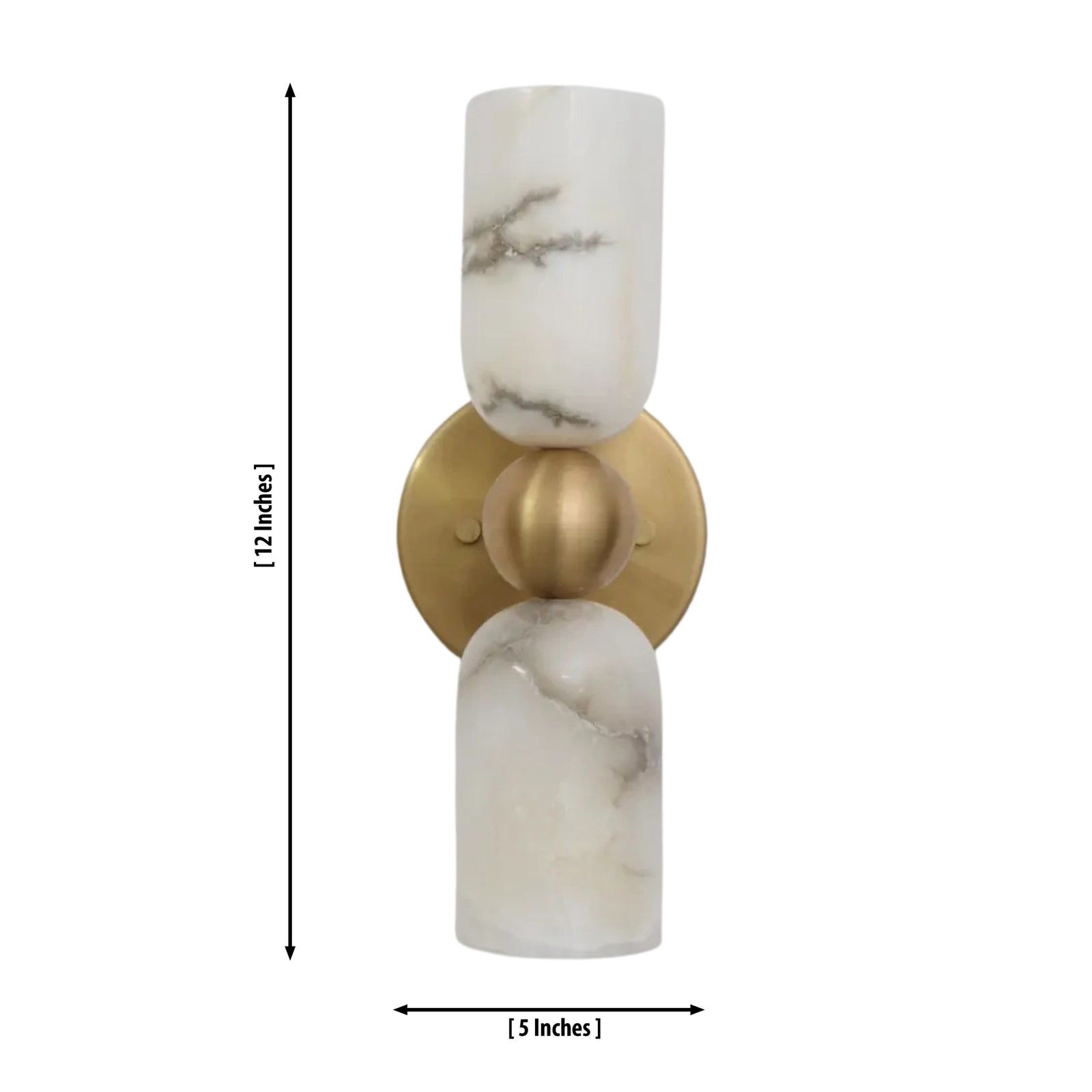 Size guide for Sloane Dual Alabaster Cylinder Wall Sconce – 2 Light – 12 Inch – Model 32735