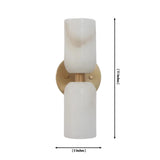 Dimensions of the Sloane Dual Alabaster Wall Sconce showing 11-inch overall height and 5-inch width.
