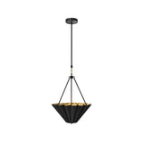 Angled perspective of Sloane fluted bowl pendant light highlighting its fluted metal shade and decorative brass loop suspension.