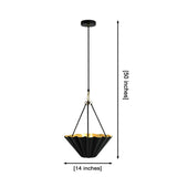 Dimension view of Sloane fluted bowl pendant light showing 14-inch width, 50-inch adjustable height, and sculpted fluted bowl shade.