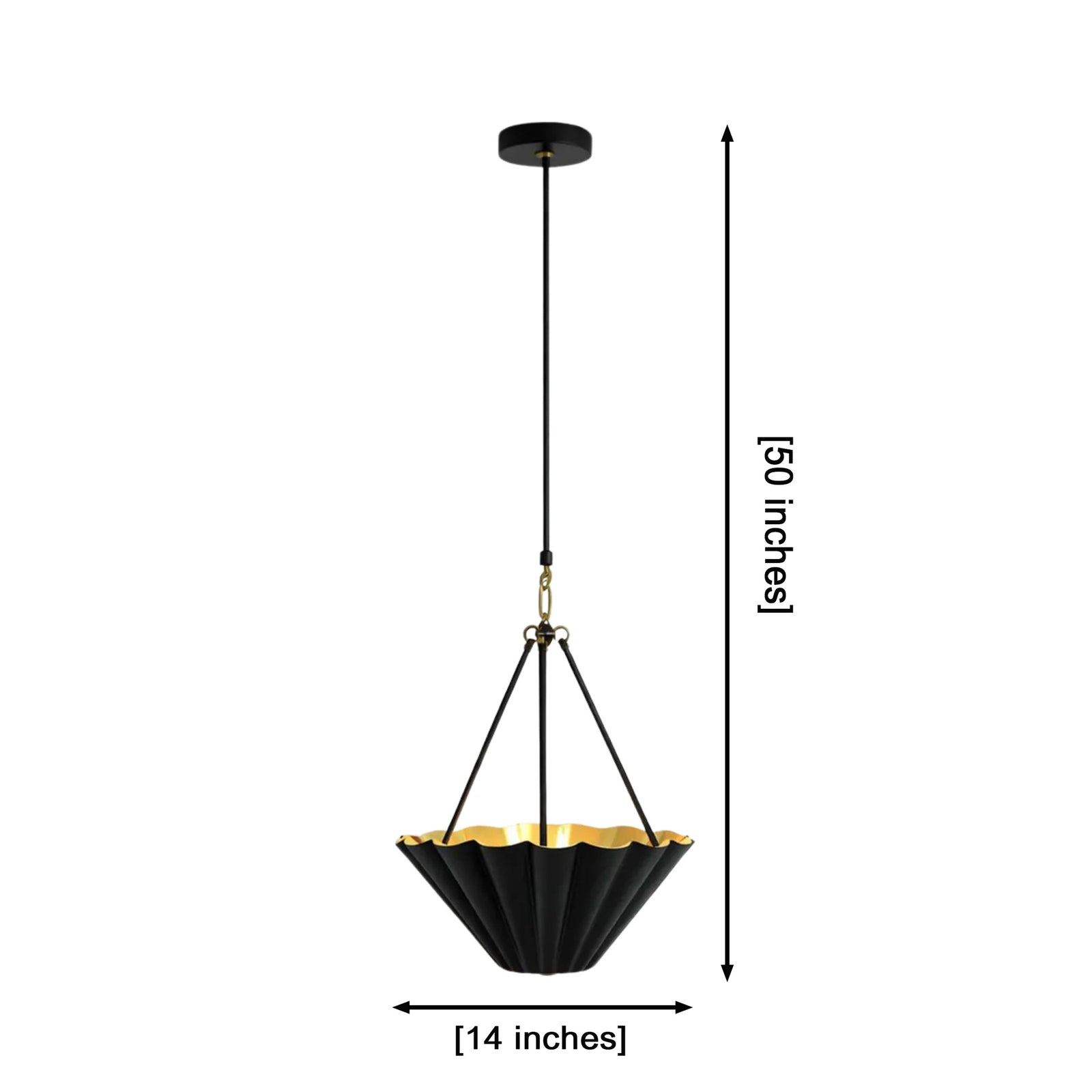 Size guide for Sloane Fluted Bowl Pendant Light – 14 Inch – Model 33220