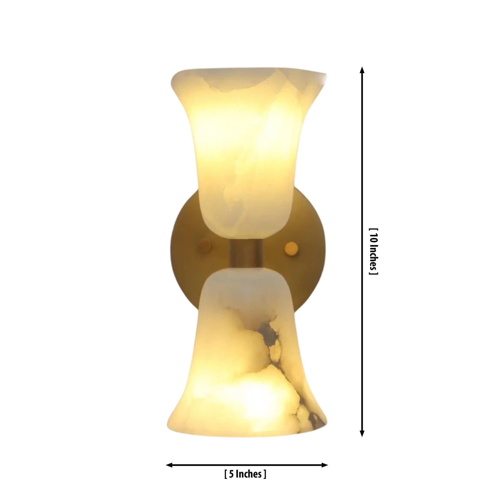 Size guide for Sloane Hourglass Alabaster Wall Sconce – Double Shade – 10 Inch – Model 32740