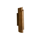 Sloane sculptural curved wall sconce with layered metal shade in antique brass finish, angled view – Model 32758
