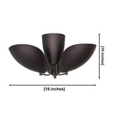 Sloane 3 light petal flush mount dimensions, 18 inch width and 10 inch height