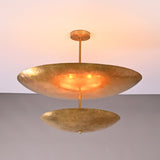 Angled view of Solara Double Saucer Pendant Light showing sculptural two tier shade design.