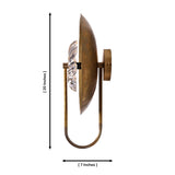 Side dimension view of Solara halo glass disc wall sconce showing 20 inch height and 7 inch projection.