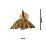 Dimension illustration of the Sorrento brass pleated dome wall sconce showing 12-inch height and 10-inch shade diameter.