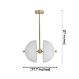 Stockholm 4 light split dome chandelier dimension view showing 17.7 inch width and 27 inch overall height.