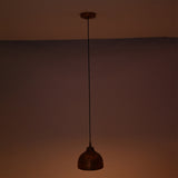 Unlit Sutton hammered copper mini dome pendant light showcasing its artisan hammered copper finish and minimalist suspended design.
