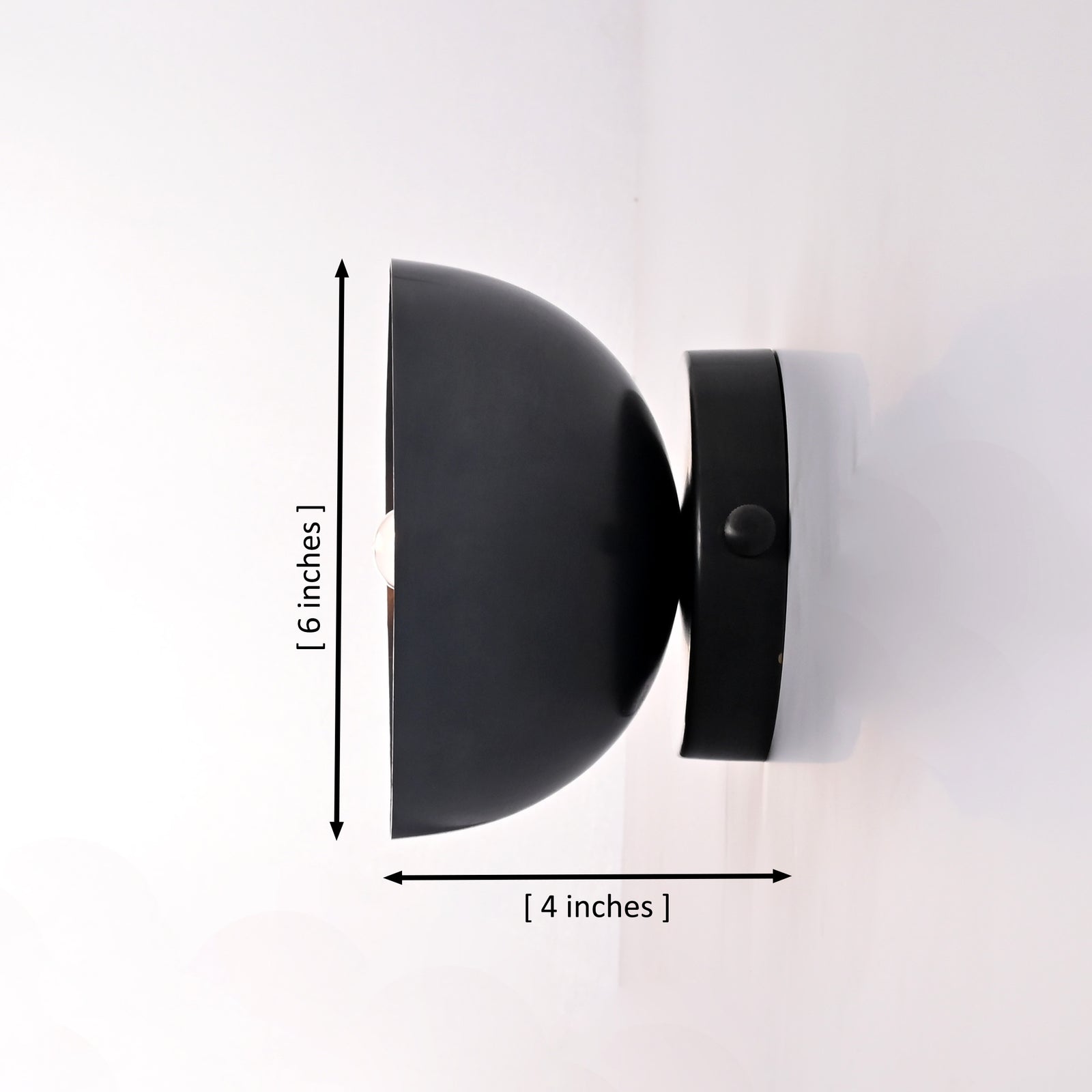 Size guide for Sutton Modern Dome Wall Sconce – Exposed Bulb – 6 Inch – Model 32640
