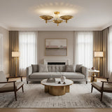 Sutton 3-light perforated bowl chandelier in warm brass finish, front view, Model 33160