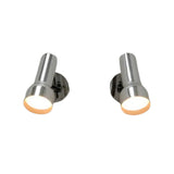 Pair of Torino modern adjustable wall spotlights in polished chrome finish providing symmetrical directional lighting.