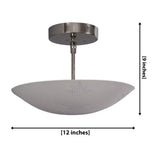 Toulouse 3 light perforated bowl ceiling light dimension view showing 12 inch width and 9 inch overall height.