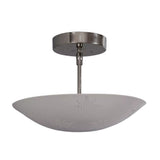 Toulouse 3 light white perforated bowl ceiling light with polished metal stem and round canopy, front view.