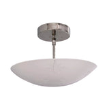 Lower view of Toulouse 3 light white bowl ceiling fixture highlighting its perforated star pattern and polished metal hardware.