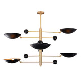 Turin Disc Balance Chandelier front product view with six disc shades and decorative sphere accents.