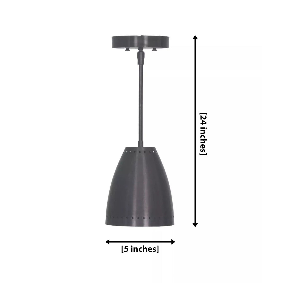 Size guide for Turin Perforated Cone Pendant Light – 1 Light – 24 Inch – Model 62155