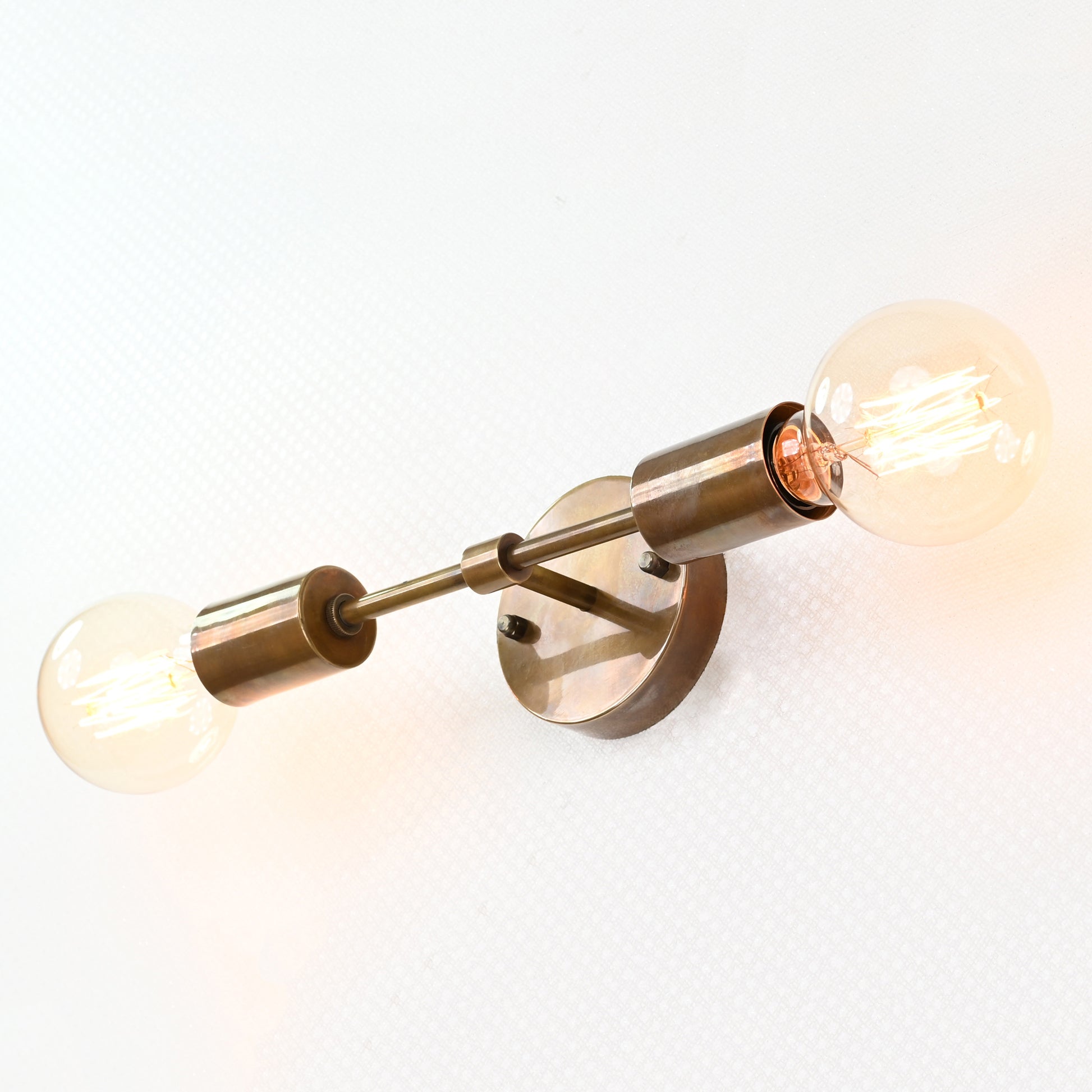 Brass Bare Bulb Wall Sconce, Brass Twin Light Wall Light - 32541