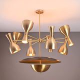 Venice Bottle Disc Chandelier side product view with radial arms, perforated shade rims, and central disc