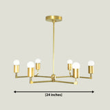 Venice 6 light geometric chandelier dimension view showing an overall width of 24 inches.