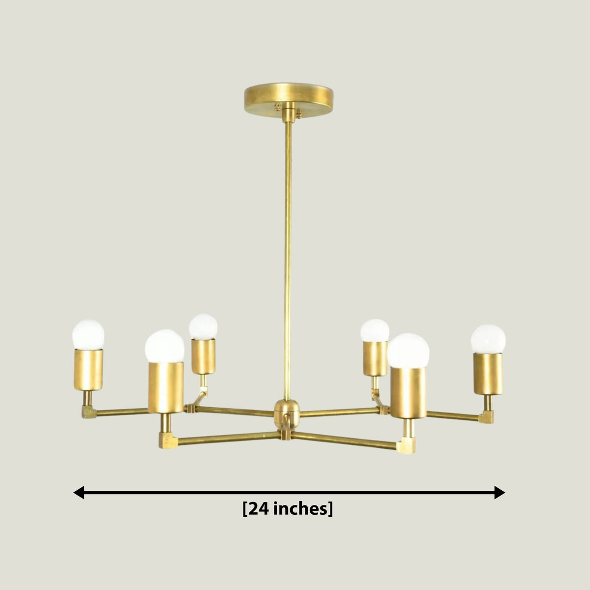 Size guide for Venice Exposed Bulb Chandelier – 6 Light – 24 Inch – Model 62208
