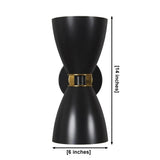 Verona double cone wall sconce dimensions showing 14 inch height and 6 inch width