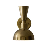 Verona 2-light brass wall sconce with dome and tapered shades, front view – Model 32829