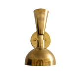 Verona 2-light wall sconce in warm brass finish with sculptural dome and tapered shades – Model 32829