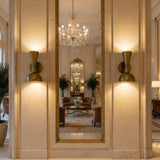 Set of two Verona brass 2-light wall sconces with dome and tapered shade design – Model 32829
