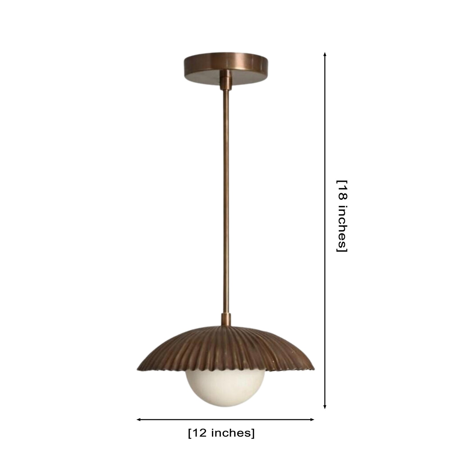 Size guide for Verona Fluted Dome Pendant Light – 1 Light – 12 Inch – Model 33205
