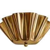 Front view of the Verona Fluted Flower Wall Light featuring a handcrafted scalloped brass shade with an elegant Art Deco inspired fluted design.