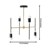 Verona 4 light geometric chandelier dimension view showing 15.5 inch width and 19.25 inch overall height.