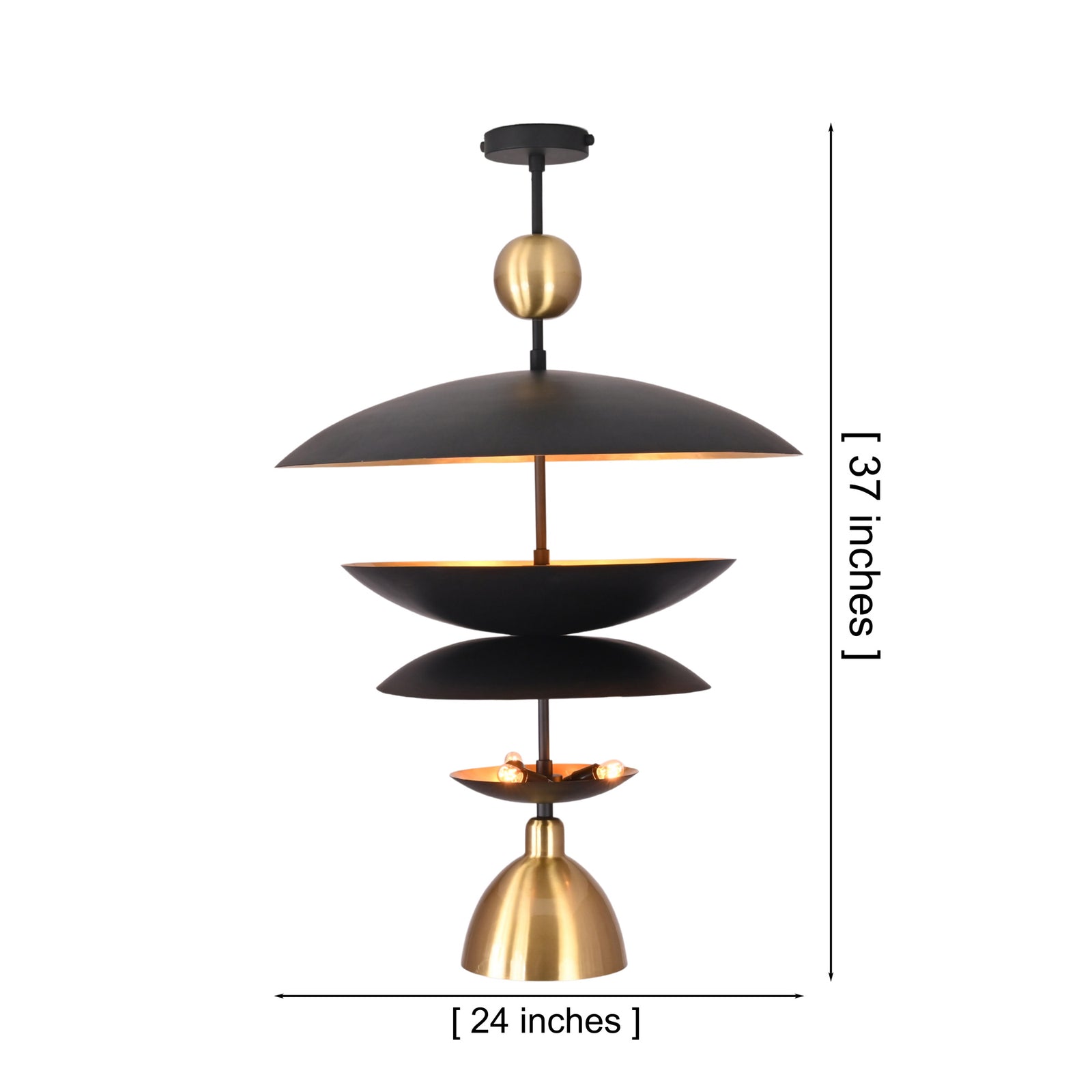 Size guide for Verona Layered Disc Pendant Chandelier – 24 Inch – Model 33245