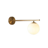 Verona Modern Globe Linear Wall Sconce in antique brass finish showcasing a clean linear silhouette and frosted globe diffuser.