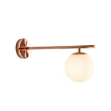 Contemporary Verona Modern Globe Linear Wall Sconce in polished copper with an opal glass globe for warm ambient lighting.