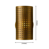 Verona perforated cylinder wall sconce dimensions showing 6 inch height and 4 inch shade width, Model 32783.