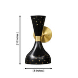 Verona perforated double cone wall sconce dimensions showing 10 inch height and 6 inch width.