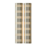 Front view of Verona double cylinder wall sconce featuring polished brass shades with patterned perforations