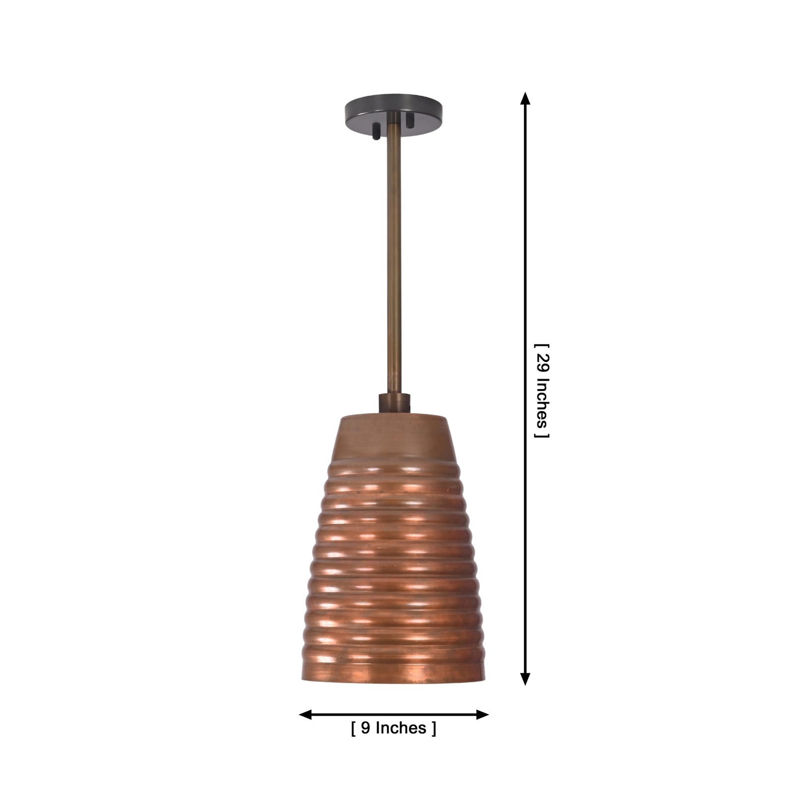 Size guide for Verona Ribbed Bell Pendant Light – 9 Inch – Model 33213