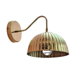 Verona ribbed brass dome wall sconce with visible single bulb and elegant curved wall-mounted arm.