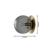 Verona ribbed glass globe flush mount dimensions showing 8-inch projection and 6-inch width – Model 32777